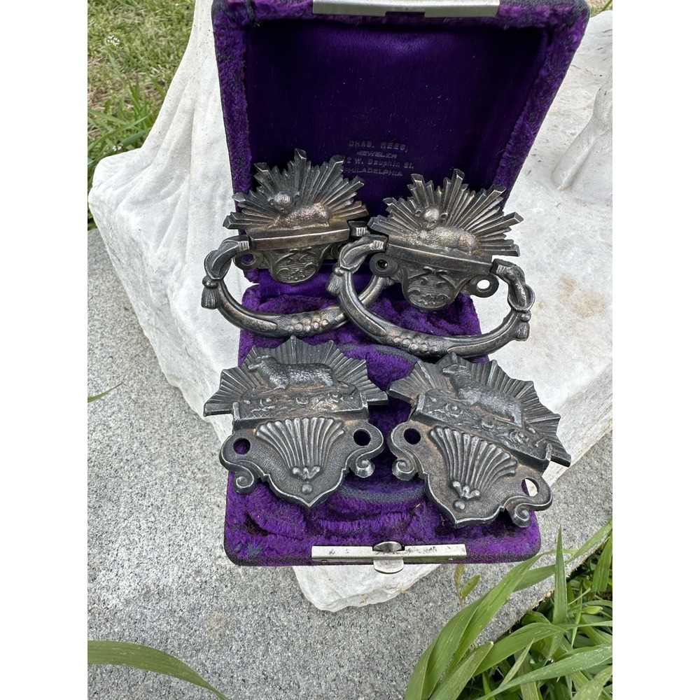 Antique original Child's casket hardware Lamb Sun 1900s Victorian NOS Mourning
